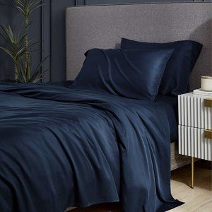 QUEEN - NAVY - 4 Piece Bamboo Bed Sheet Set